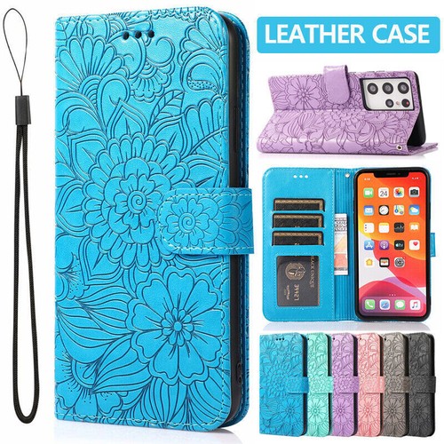 Flower leather wallet phone - flower,