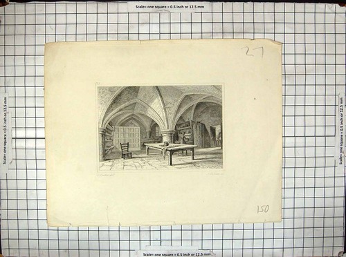 Original old antique print - old,