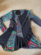 Nina Murati Boho Vintage Rare Patchwork Smock Pattern Knit Flair Asymmetric Top