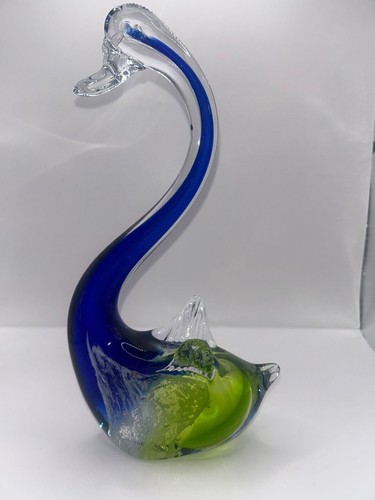 Vintage murano glass duck blue - glass,