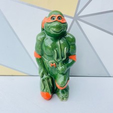 Vintage Michelangelo Teenage Mutant Ninja Turtles Coin Bank Ceramic 7.5" Tall