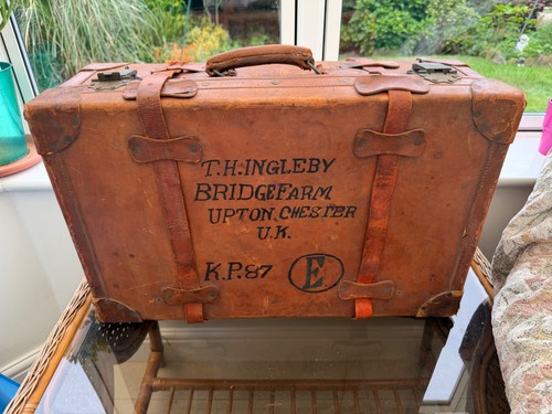 Antique leather suitcase - antique,