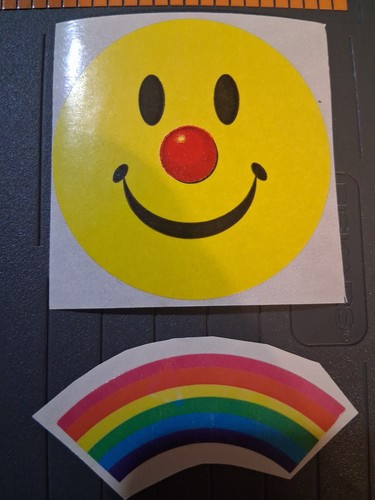 Vtg yellow smiley face sticker - smiley,
