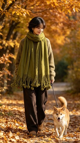 Olive soft wool scarf - olive,