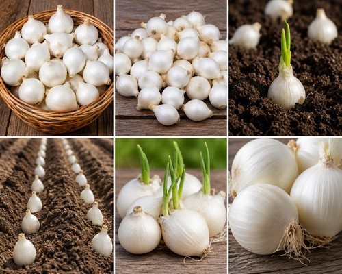White onion sets - white,