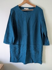 Seasalt Cornwall Teal Green Porthmeor Cove Tunic Dress Pocket Dress Size 14
