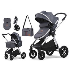 Newborn Baby Pram Pushchair Buggy Stroller Travel System Baby Stroller Grey