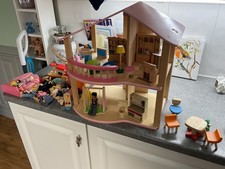 Wooden dolls house and accessories large box