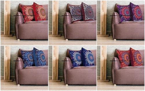 Indian peacock mandala cushion - indian,