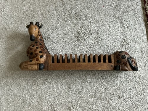 Wooden carved giraffe holder - wooden,