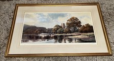 Michael Barnfather Large Framed Signed Print Church Countryside Lake 138/650
