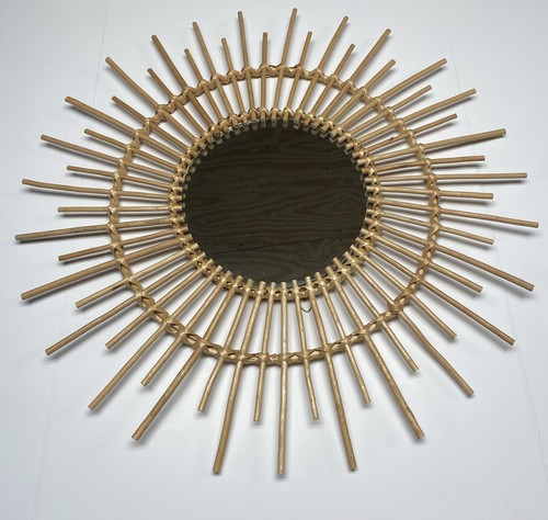 Wooden sunburst mirror - wooden,