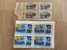 AMERICAN STAMPS, MOON LANDING/WILDLIFE, X 8, SHEET, VINTAGE, UNUSED, GC.