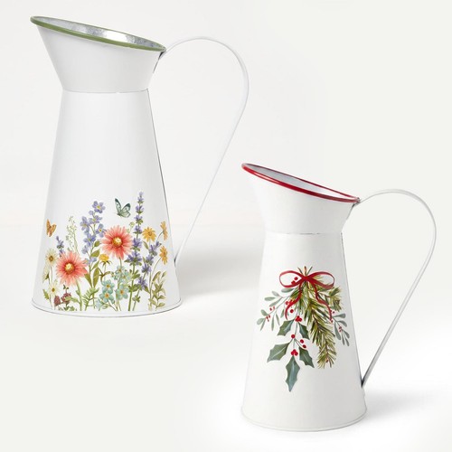 Spring floral metal jug vase - floral,