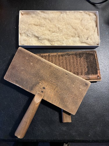 Antique hand carding wool comb - antique,
