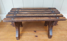 Vintage French country stool with slatted seat, footstool, low bench