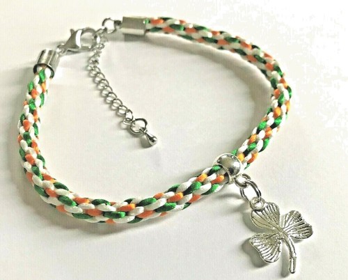Silver coloured shamrock charm - coloured,