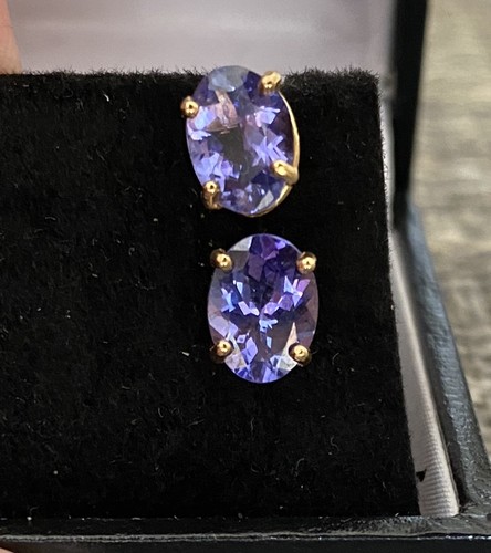 Tanzanite oval stud earrings - stud,