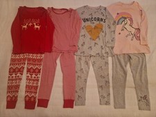 Girls Next Pyjama Bundle Age 9 Years. 2x Red Festive, 2x Grey & Pink  Unicorn 🦄