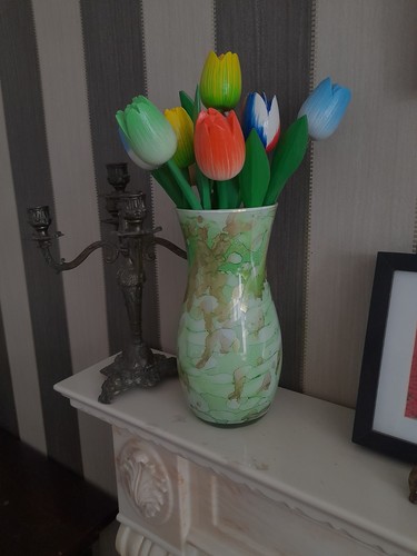 Green gold transparent vase - green,