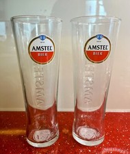 2x Amstel Bier Pint 20oz Beer Glass Enamel  Brand New Pub CE M23 Free Postage
