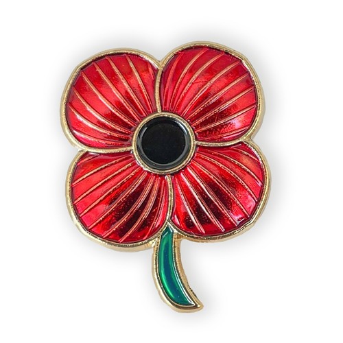 Red poppies enamel pin - red, |