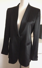 VINTAGE M&S LADIES BLACK ALL SATIN BLAZER TUX TAILORED JACKET 12