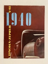 1940 LINCOLN ZEPHYR V-12 SALES BROCHURE ORIGINAL GOOD CONDITION INCL CONTINENTAL