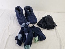 M&S 3Pcs Men's Bundle Navy Size 9-12 Knit Slippers Ankle Socks NEW F2