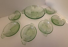 Vintage Art Deco Green Glass