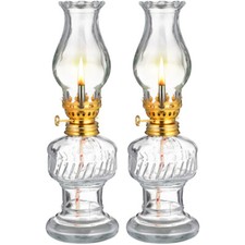 2 Sets of Glass Kerosene Lamps Vintage Kerosene Lamps Oil Lanterns with Wicks