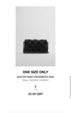 ZARA New Black Quilted Crossbody Shoulder Handbag with Studs & Silver Chain