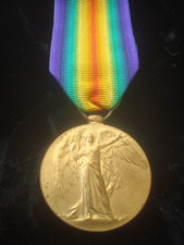 ORIGINAL WW1 VICTORY MEDAL - ERASED with RIBBON FULL SIZE (REF 3)