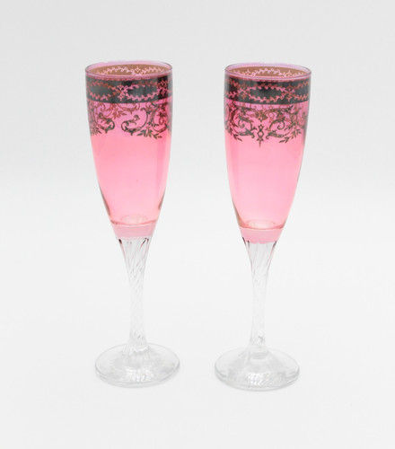 Pair vintage pink cordial - of,