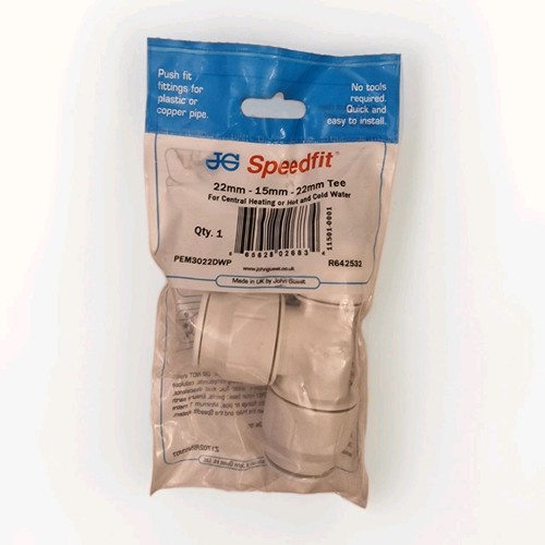 Speedfit 15mm x - 15mm, 22mm
