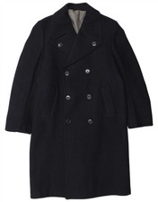 VINTAGE Mens Double Breasted Coat UK 38 Medium Navy Blue DW08