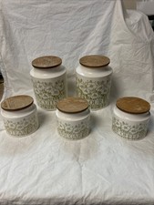 Hornsea Fleur - Storage Jars x 5 - Tea, Coffee, Sugar, Biscuits, Flour - Vintage