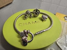 Chamilia Disney Charm Bracelet with 6 Charms 925 Silver RARE