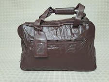 Brown Patchwork Leather Weekend Travel Bag Hand Luggage Bag - Cotton Traders.