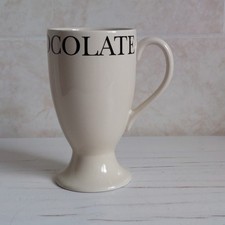 Whittard Essentials Hot Chocolate Mug Cream Black Spell Out Footed H 14cm Latte