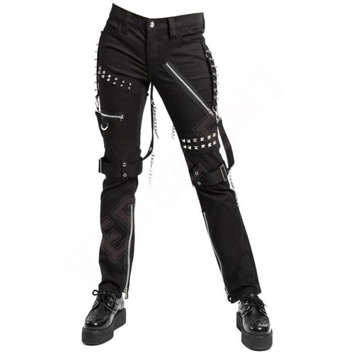 Men gothic strap chain zip - men's,