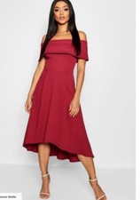 boohoo dip hem skater dress UK