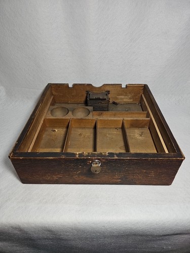 Antique 1800s wood alarm till - alarm,