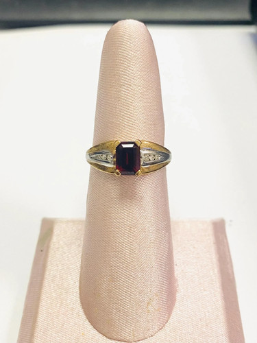 Garnet diamond 10k gold - &,
