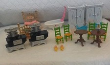 Vintage 1980 Mattel 'The Littles' Die Cast Metal Dolls House Furniture 