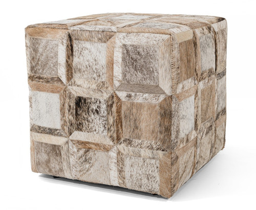 Cowhide ottoman pouf - cowhide, ottoman/