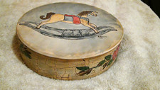 Vintage Porcelain Tin 7" Hand