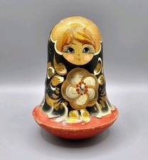 Vintage Russian Matryoshka Roll Poly  Doll with Sound 