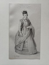 Antique Engraving 1868  Academic Female Portrait Study Grand Duchess of Tuscany