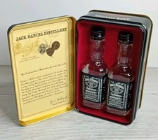 Vintage Miniature Jack Daniels Old Number 7 Tin With 2 Original Empty Bottles